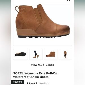 Sorel Evie slip on boots, waterproof, Ankle, size 9